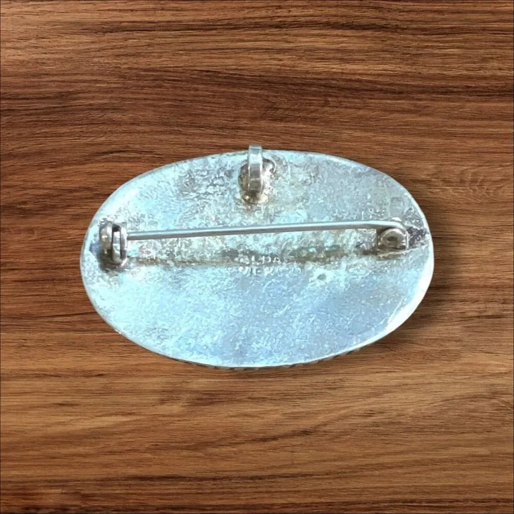 Vintage Alpaca Mexico Abalone Mother of Pearl Bird Brooch Pendant 1.5 Inch